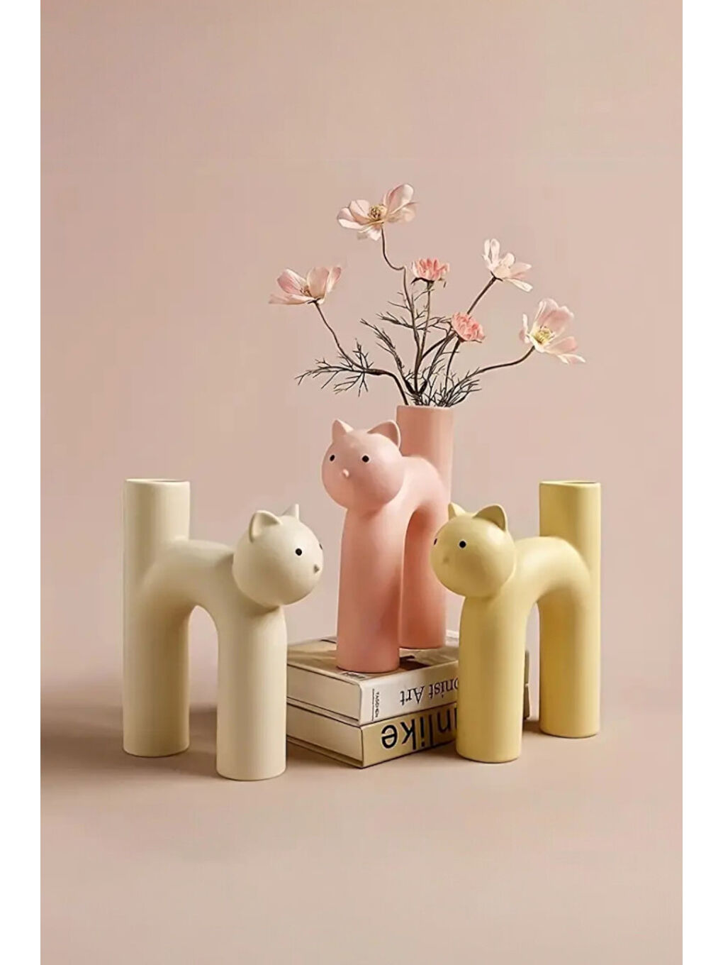 Beyaz Kedi Vazo 13.5 cm-2