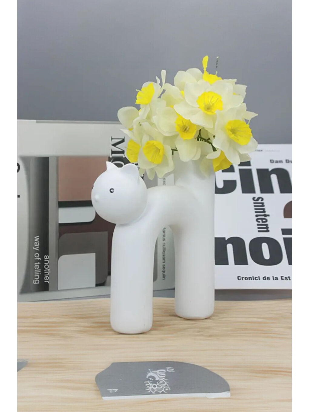 Beyaz Kedi Vazo 13.5 cm-4