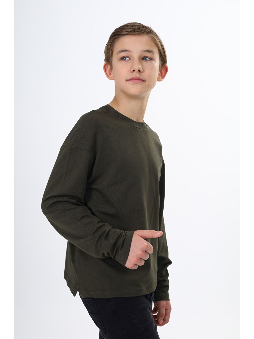 Haki Erkek Çocuk Baskılı Tişört-1