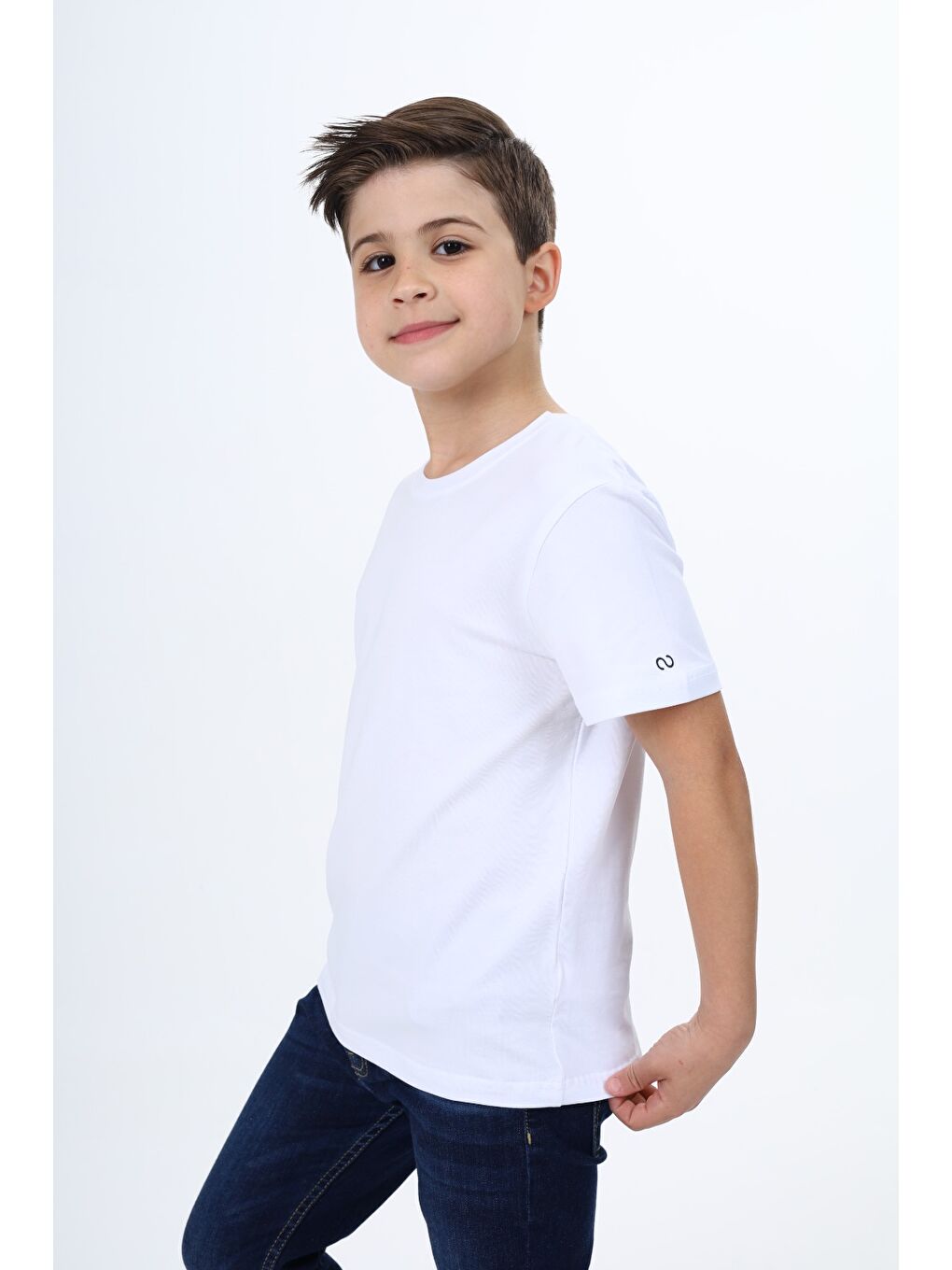 Beyaz Erkek Çocuk Baskılı Tişört-1