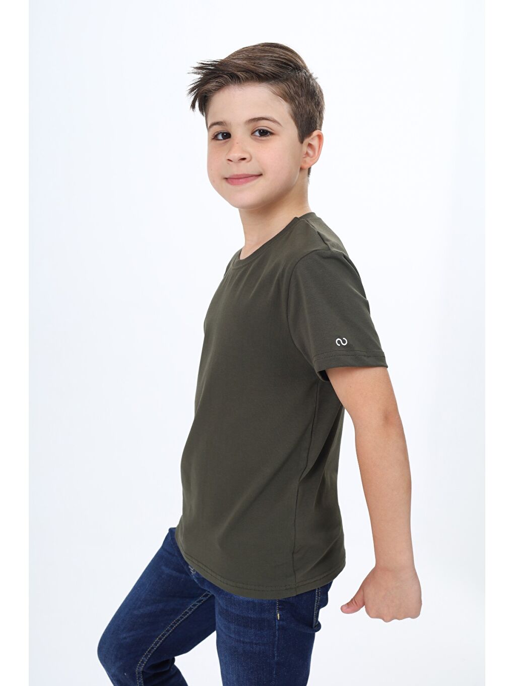 Haki Erkek Çocuk Baskılı Tişört-1