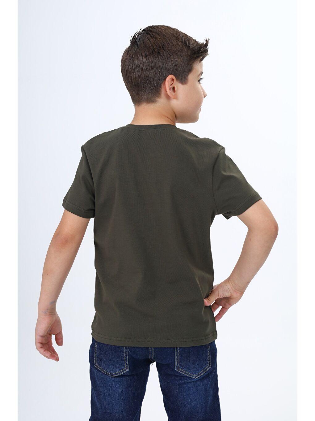 Haki Erkek Çocuk Baskılı Tişört-3