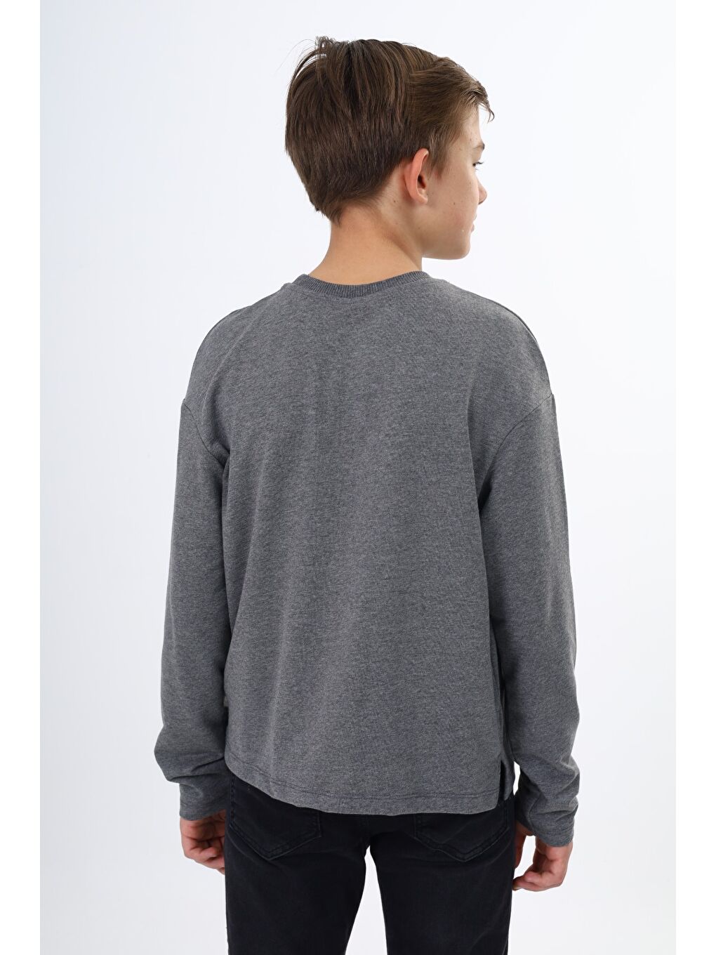 Antrasit Erkek Çocuk Baskılı Tişört-1