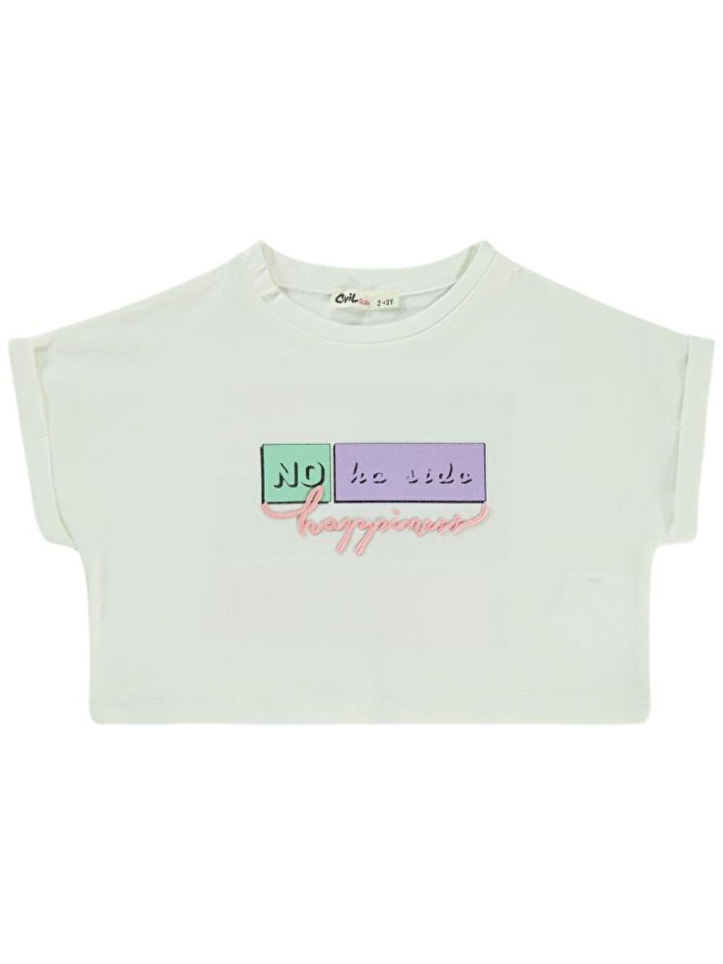 Girls No Ha Side Baskılı 2-5 Yaş Tişört - Ekru4-5 Yaş-1