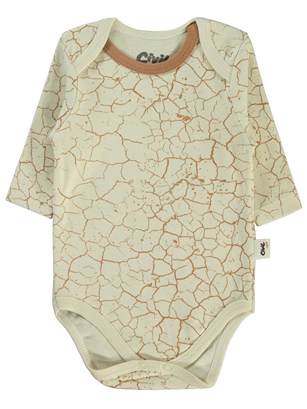 Kahverengi Baby Crack Pattern Baskılı 3-18 Çıtçıtlı Badi - Kahve 18-24 Ay