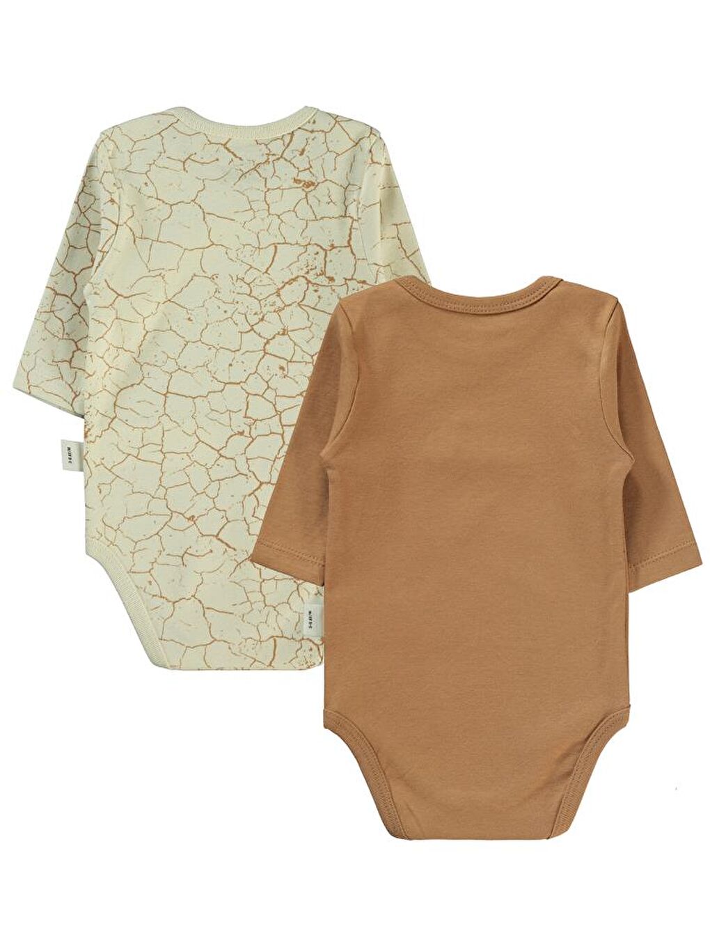 Kahverengi Baby Crack Pattern Baskılı 3-18 Çıtçıtlı Badi - Kahve 18-24 Ay-3