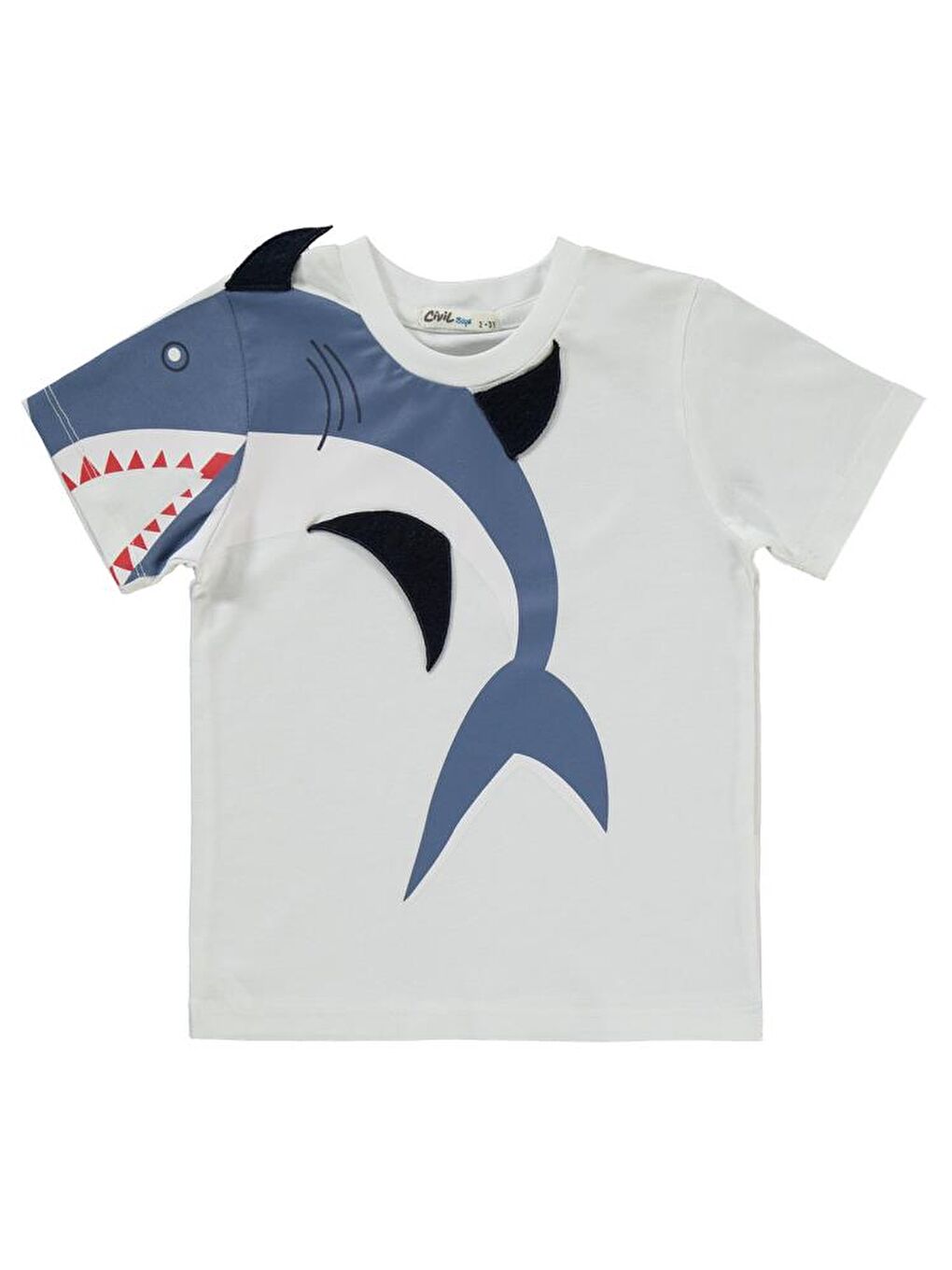 Boys Köpek Balığı Baskılı 2-5 Yaş Takım - Beyaz 2-3 Yaş