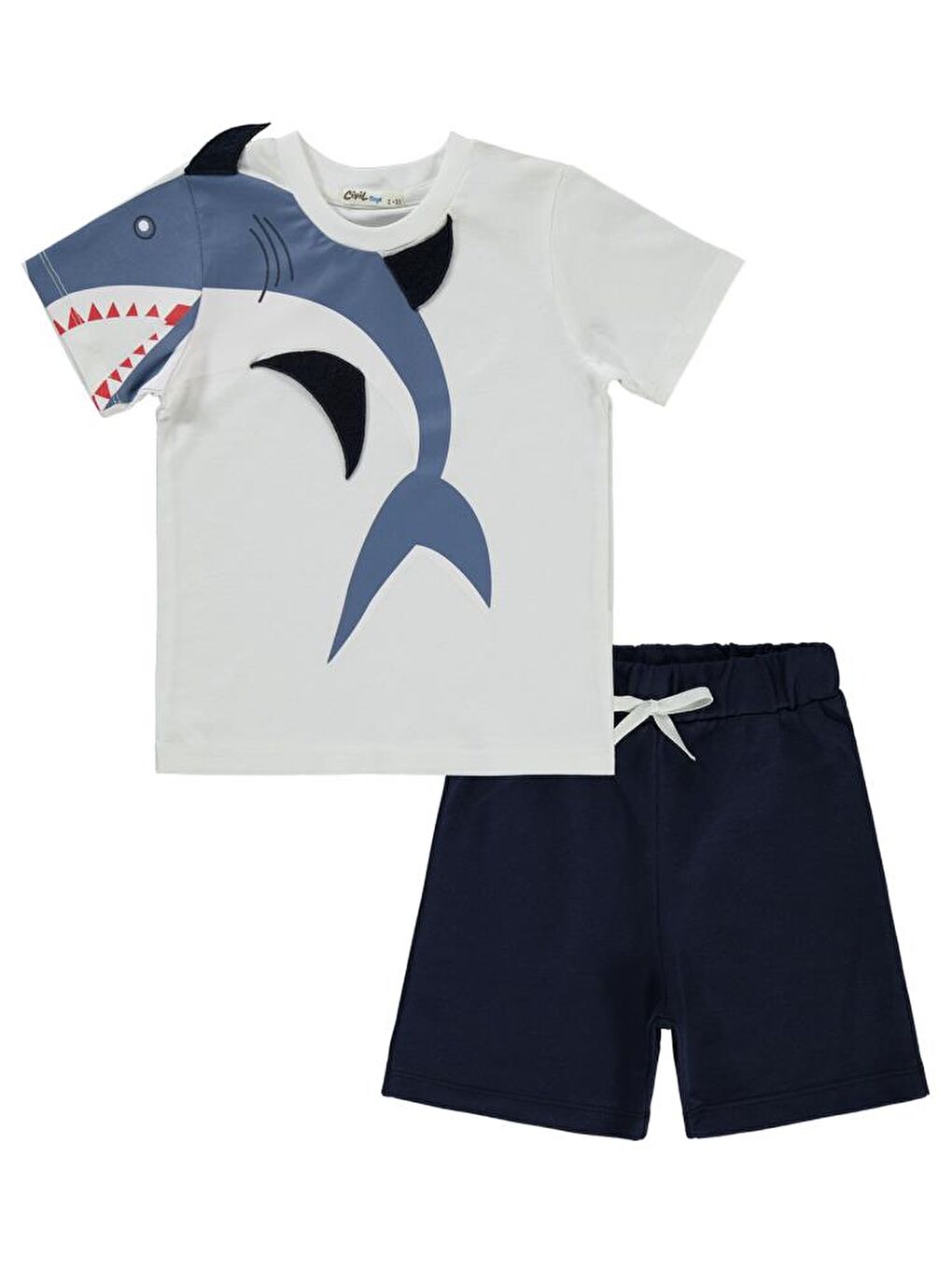 Boys Köpek Balığı Baskılı 2-5 Yaş Takım - Beyaz 2-3 Yaş-2