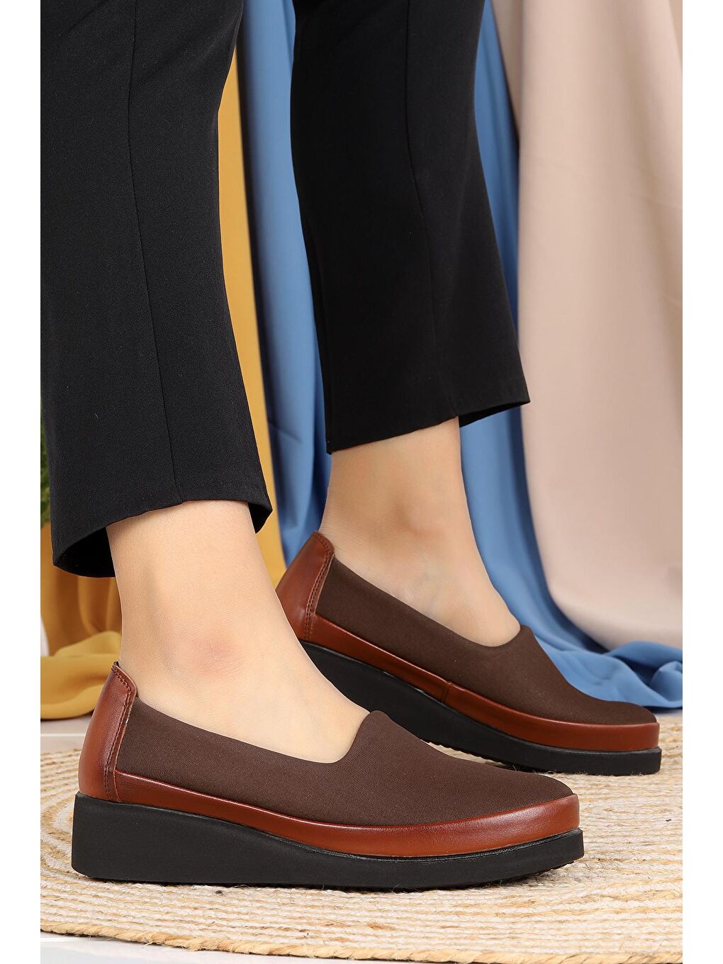 Kahverengi Rahat Konfor Özel Topuk Jeli Anne Günlük Ayakkabı D 509