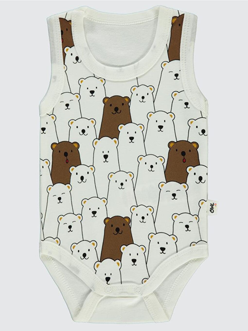 Baby Ayıcık Empirme Baskılı Sfr.Kol1-36 Ay Çıtçıtlı Badi - Ekru 18-24 Ay