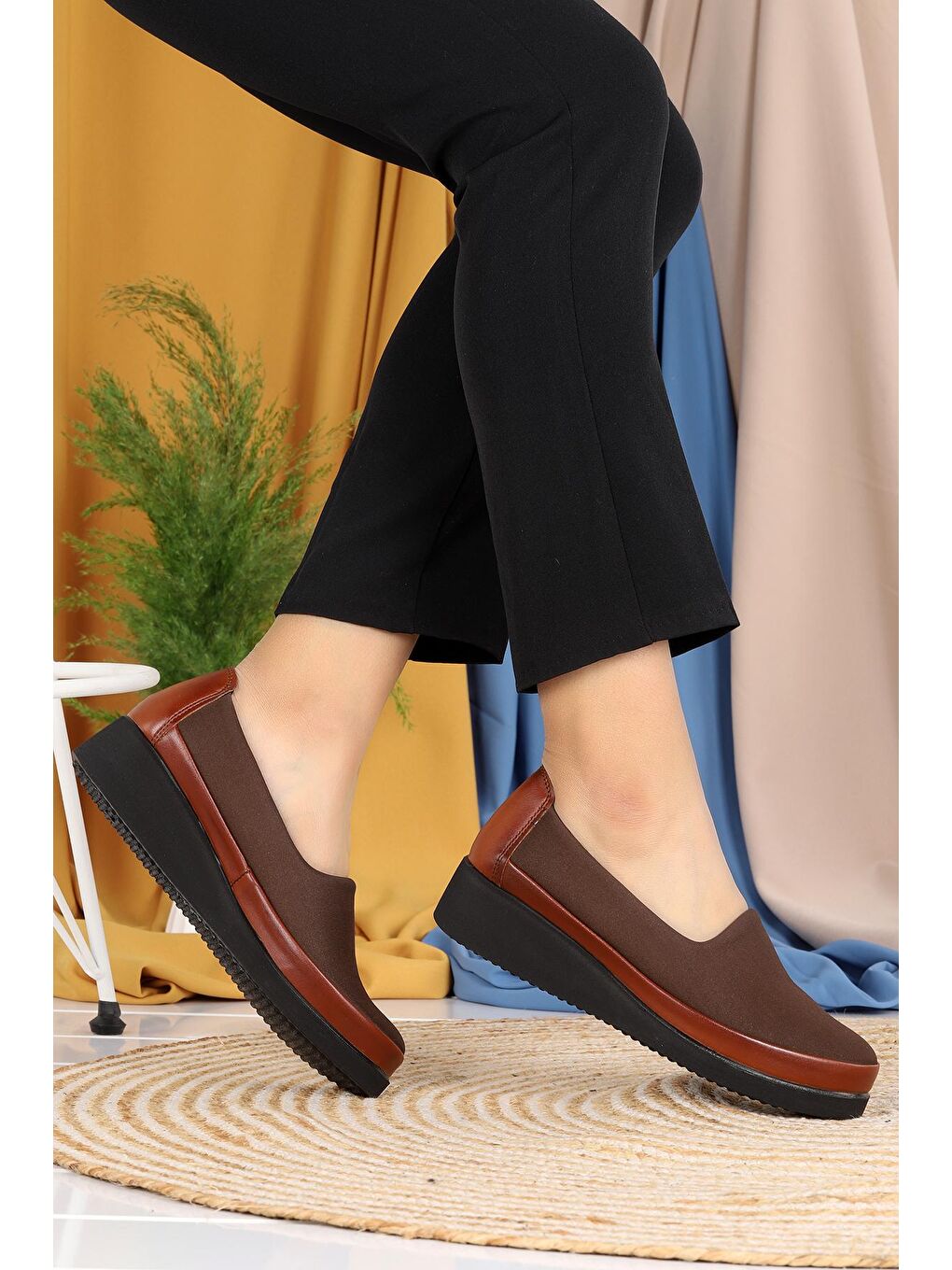 Kahverengi Rahat Konfor Özel Topuk Jeli Anne Günlük Ayakkabı D 509-1