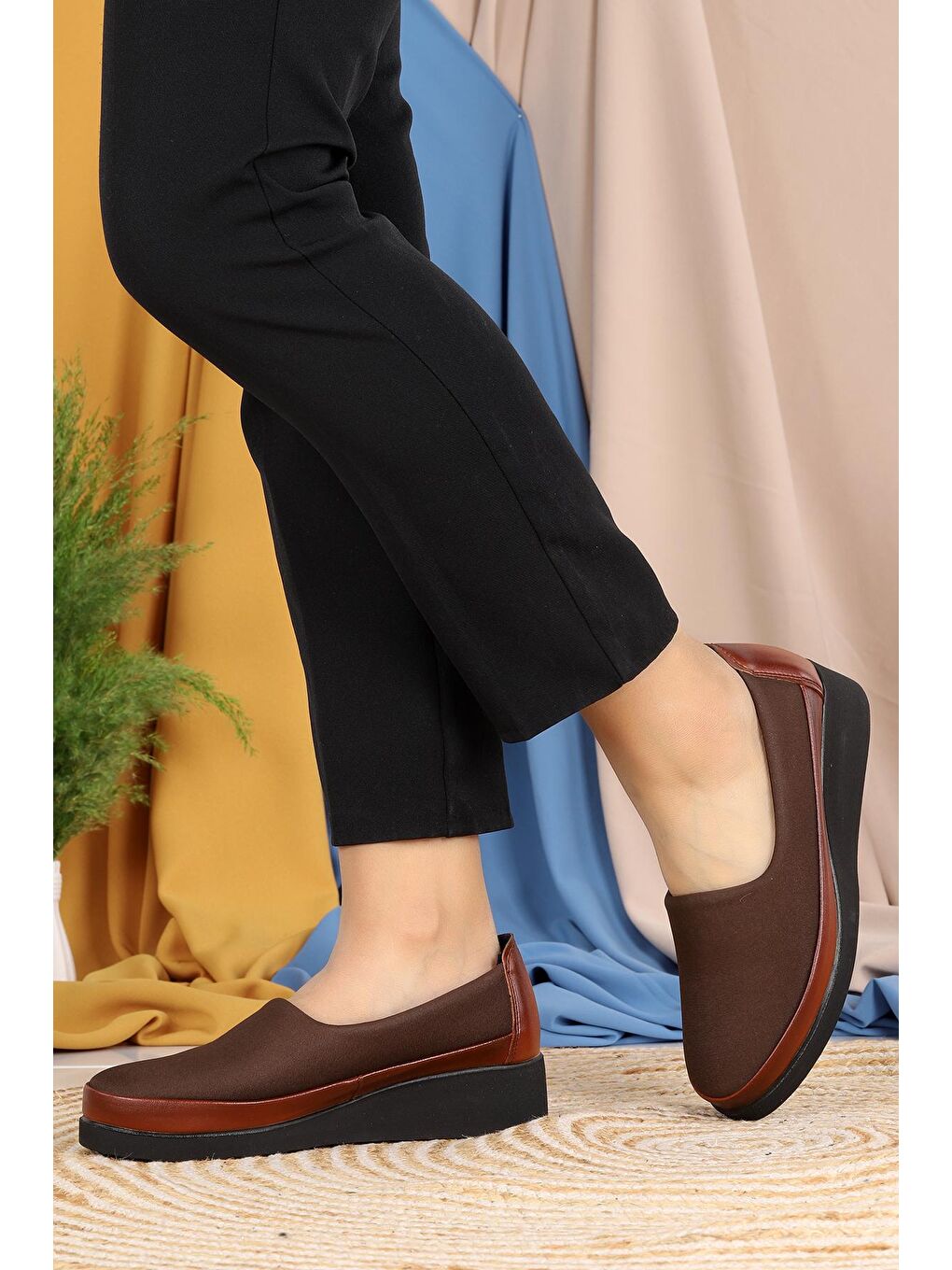 Kahverengi Rahat Konfor Özel Topuk Jeli Anne Günlük Ayakkabı D 509-2