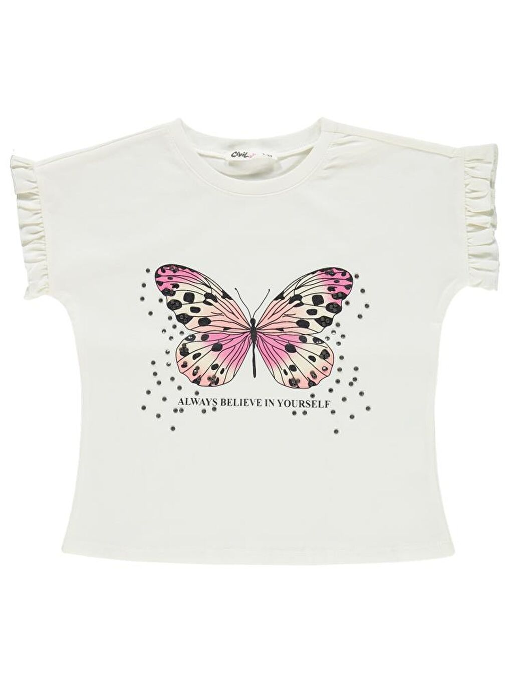 Girls Kelebek Baskılı 2-5 Yaş Takım - Ekru 2-3 Yaş-1