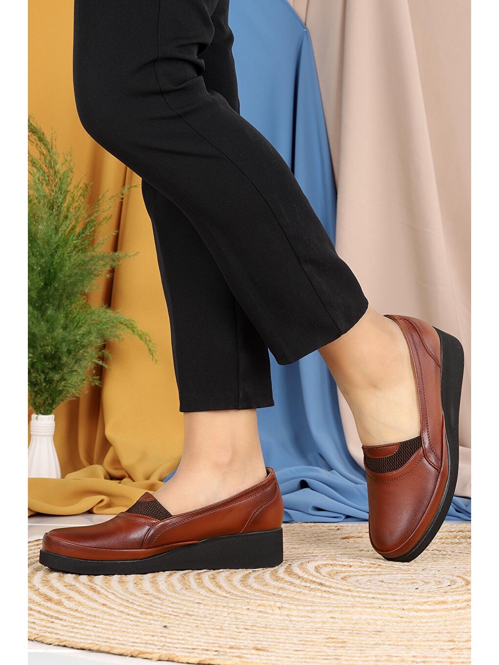 Kahverengi Rahat Konfor Özel Topuk Jeli Anne Günlük Ayakkabı D 502-2