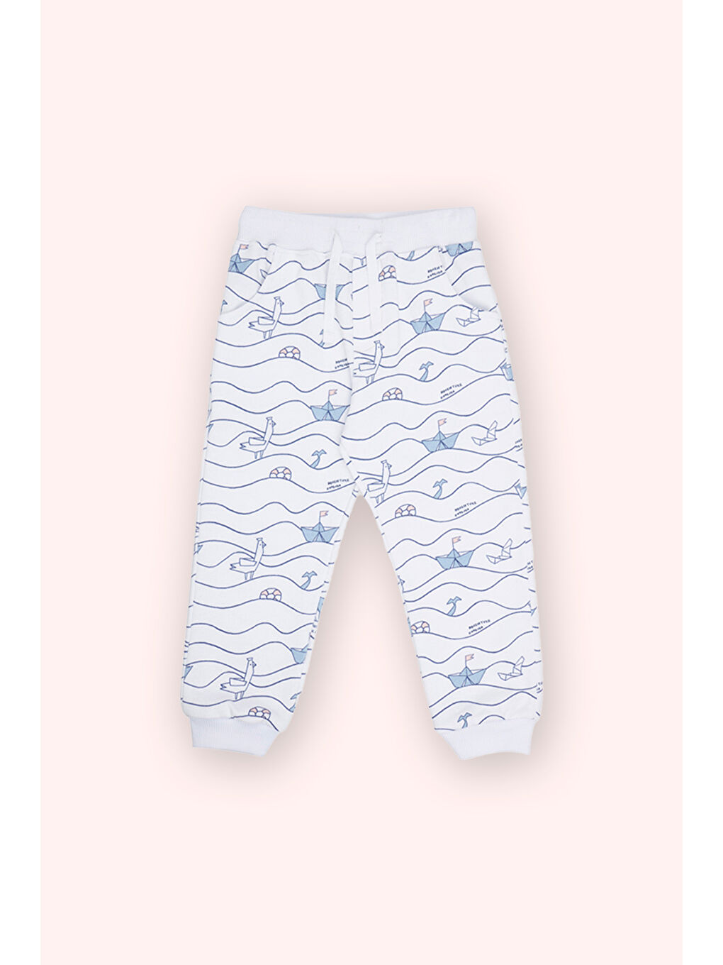 Erkek Bebek Baskılı Beyaz Eşofman Altı-1