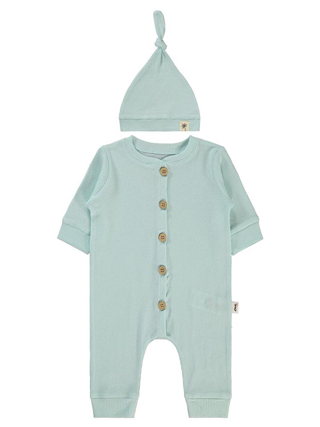 Turkuaz Baby Şapkalı 1-6 Ay Tulum - Yeşil 3-6 Ay