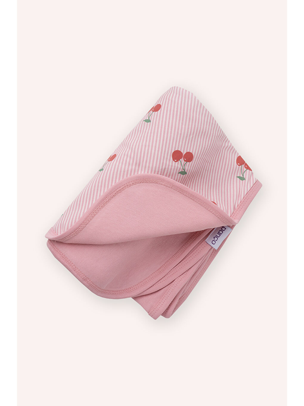 Yenidoğan Kiraz Desenli Çift Taraflı Pembe Battaniye-1