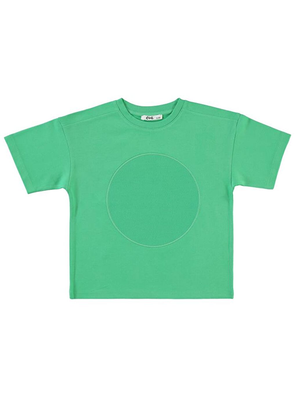 Düz 3-9 Yaş Tişört - Yeşil 3-4 Yaş-1