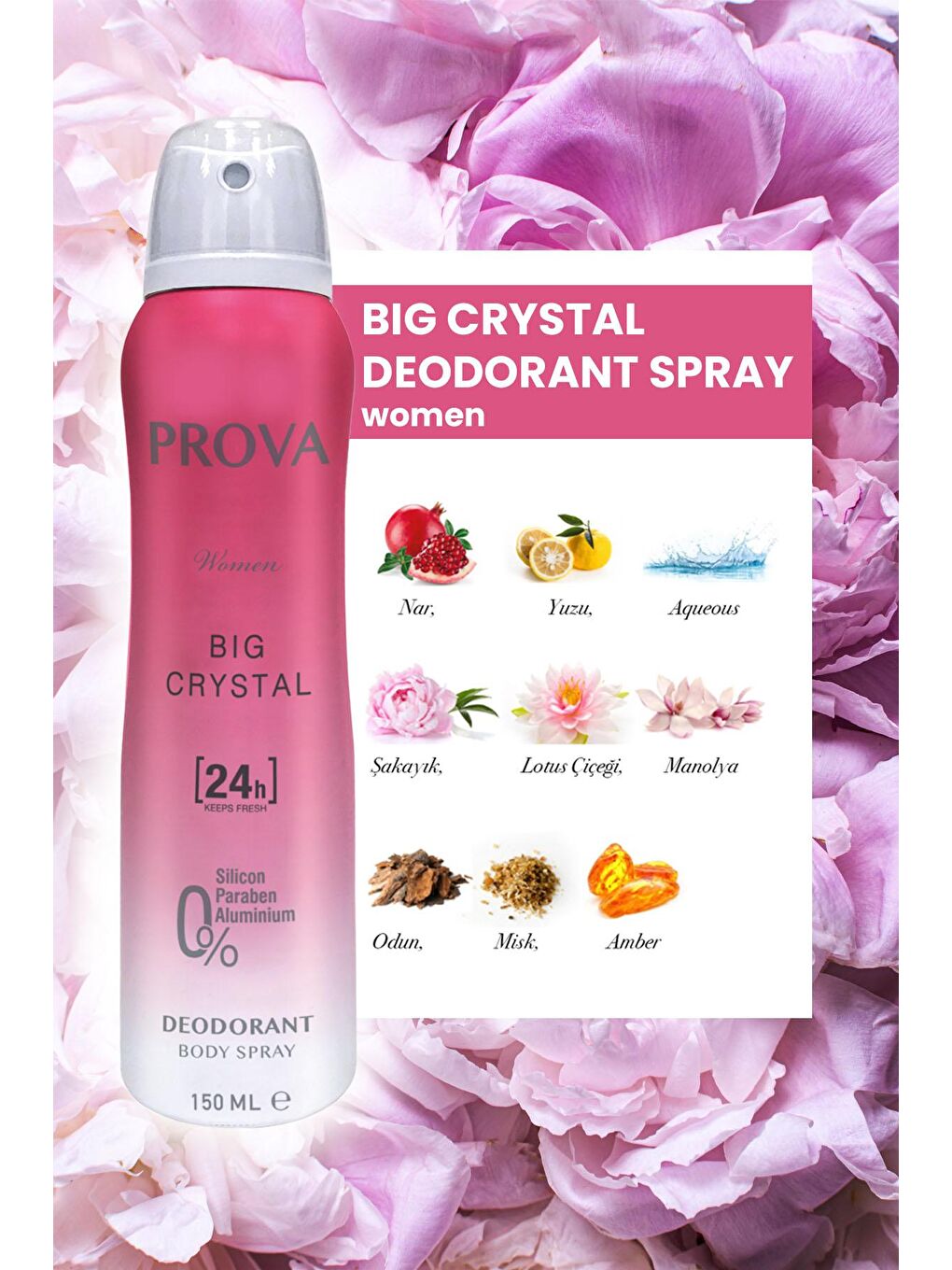 Prova Karışık Big Crystal Kadın Deodorant 150 ml 3 Adet - 2