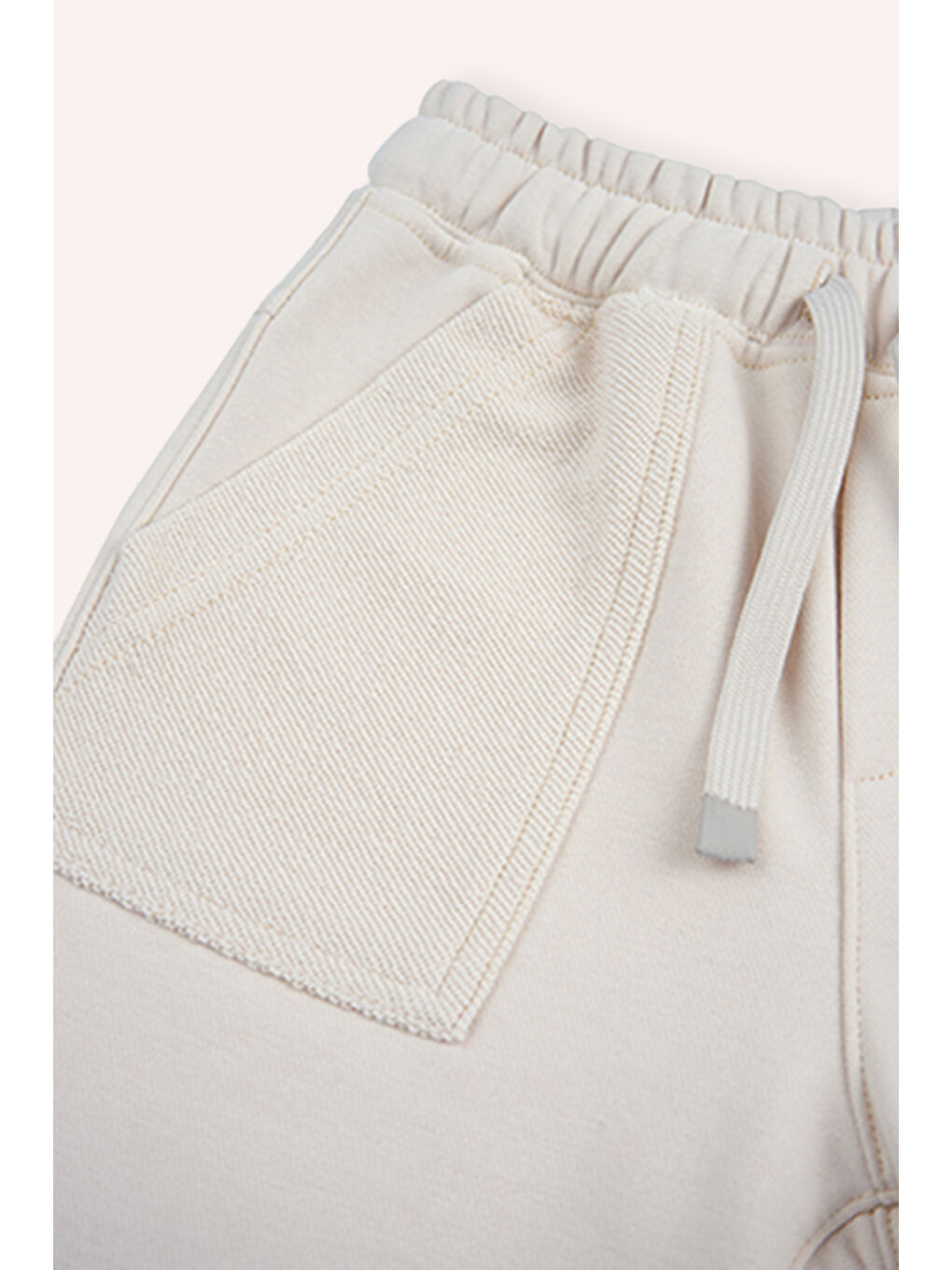 Erkek Bebek Cepli Örme Bej Şort-1