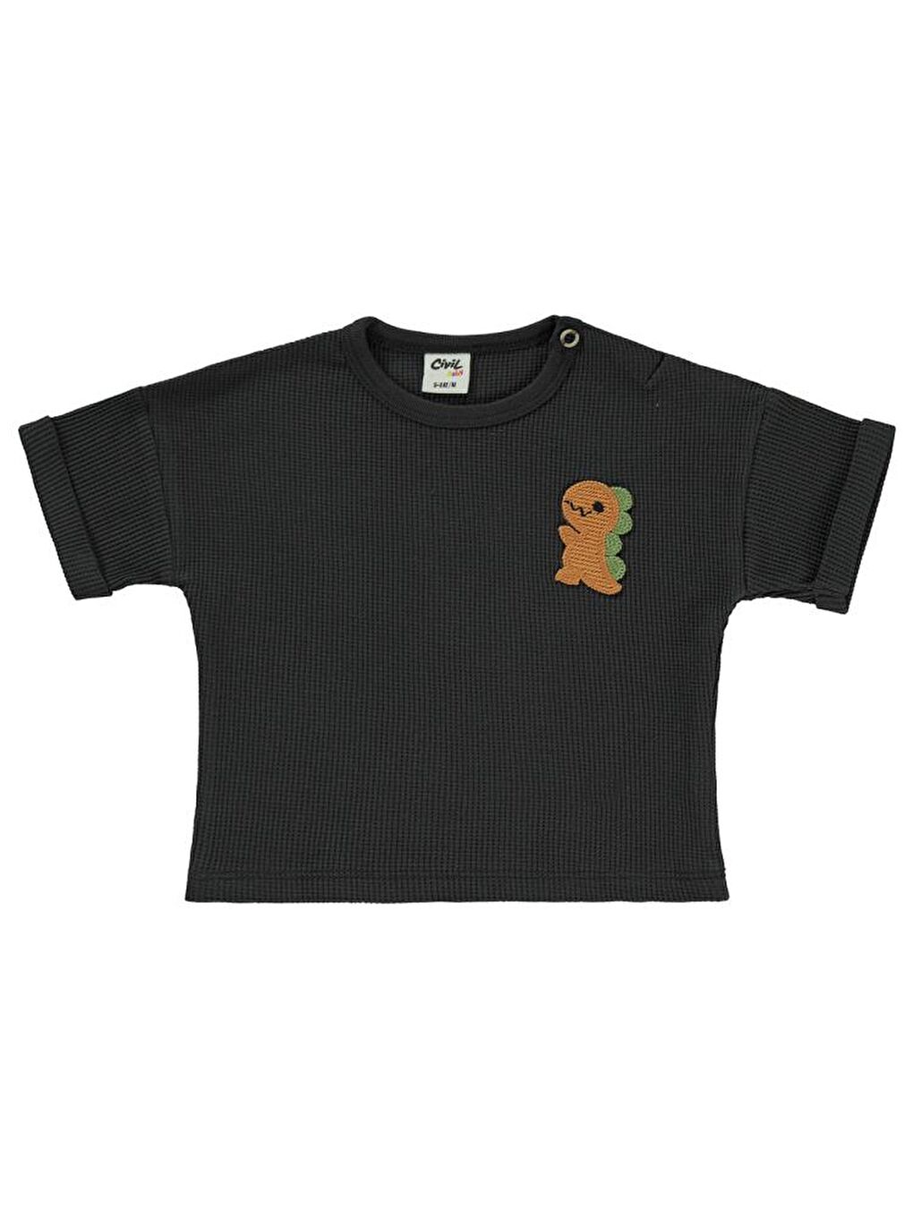 Antrasit Baby Mobil Aksesuarlı 6-18 Ay Tişört - Gri 6-9 Ay-1