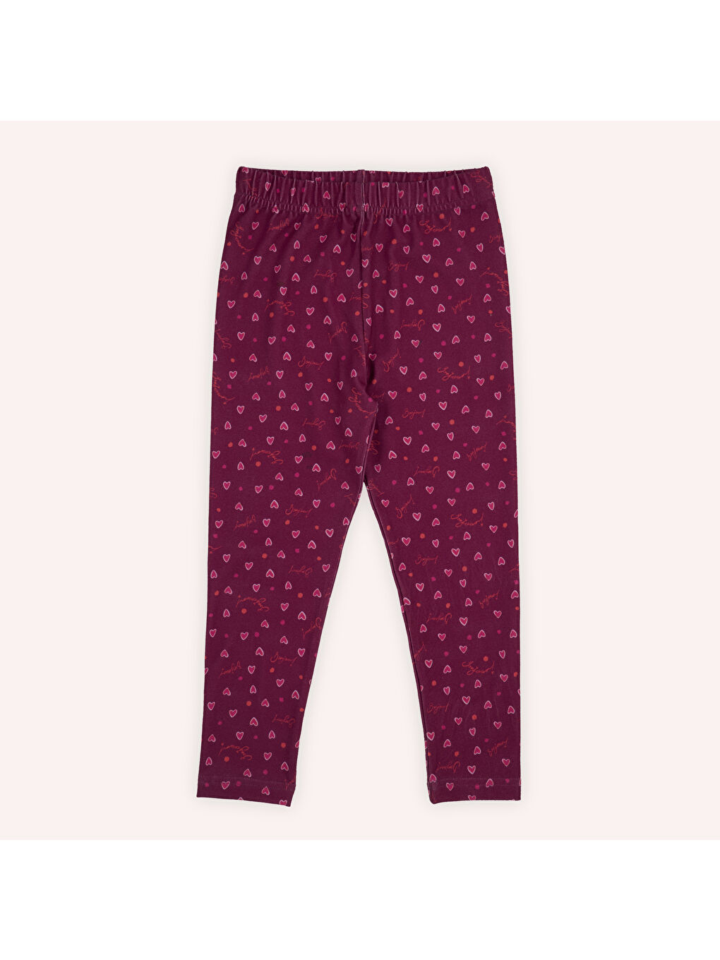 Bordo Kız Çocuk Desenli Kırmızı Tayt-1