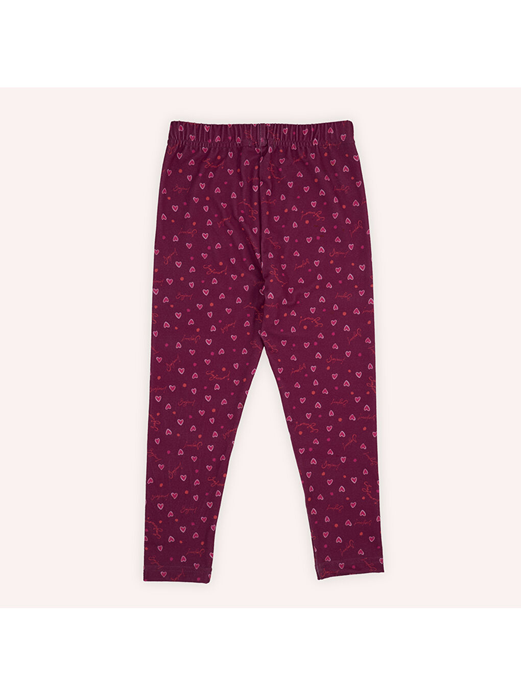 Bordo Kız Çocuk Desenli Kırmızı Tayt-2