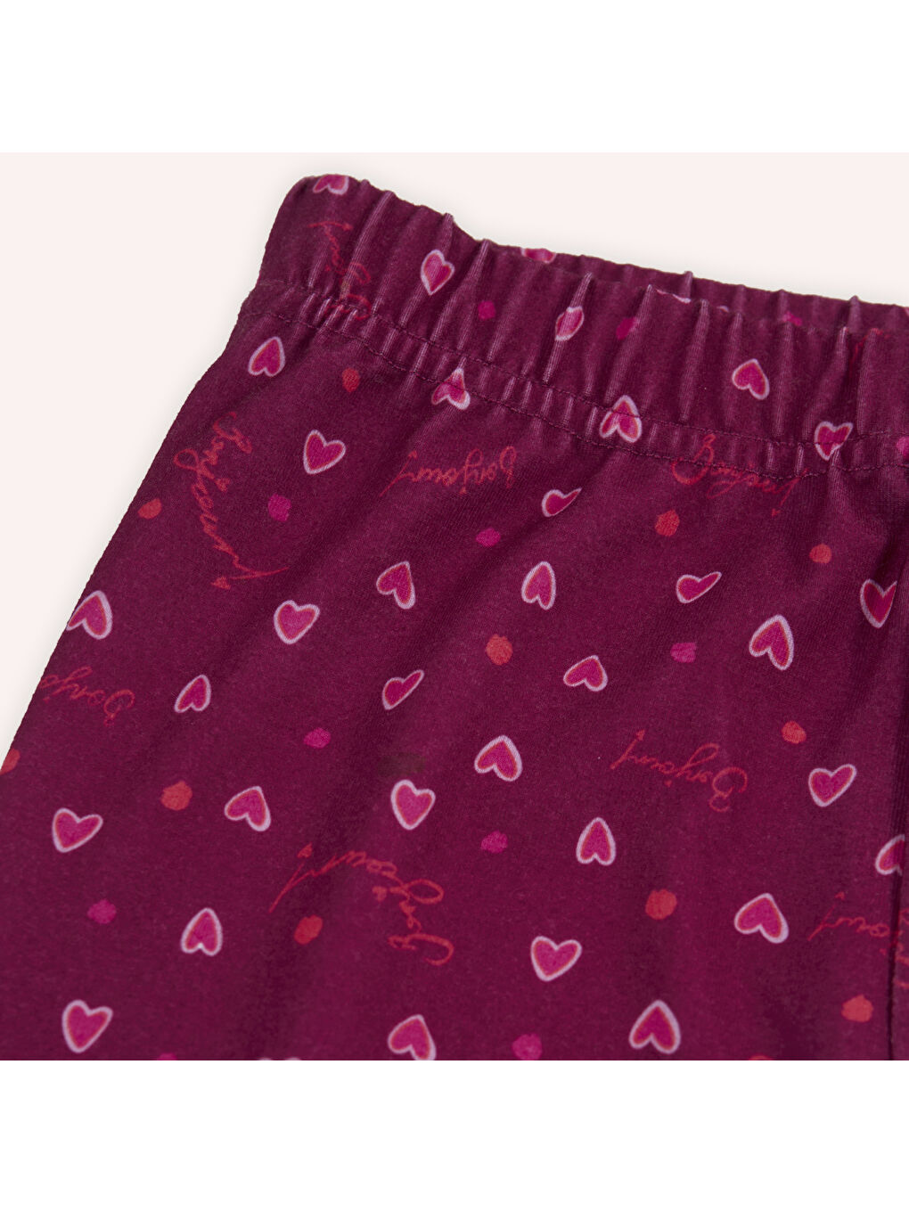 Bordo Kız Çocuk Desenli Kırmızı Tayt-3