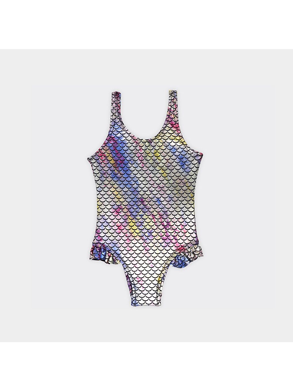 Karışık Kız Çocuk Deniz Kızı Desenli Mayo-3