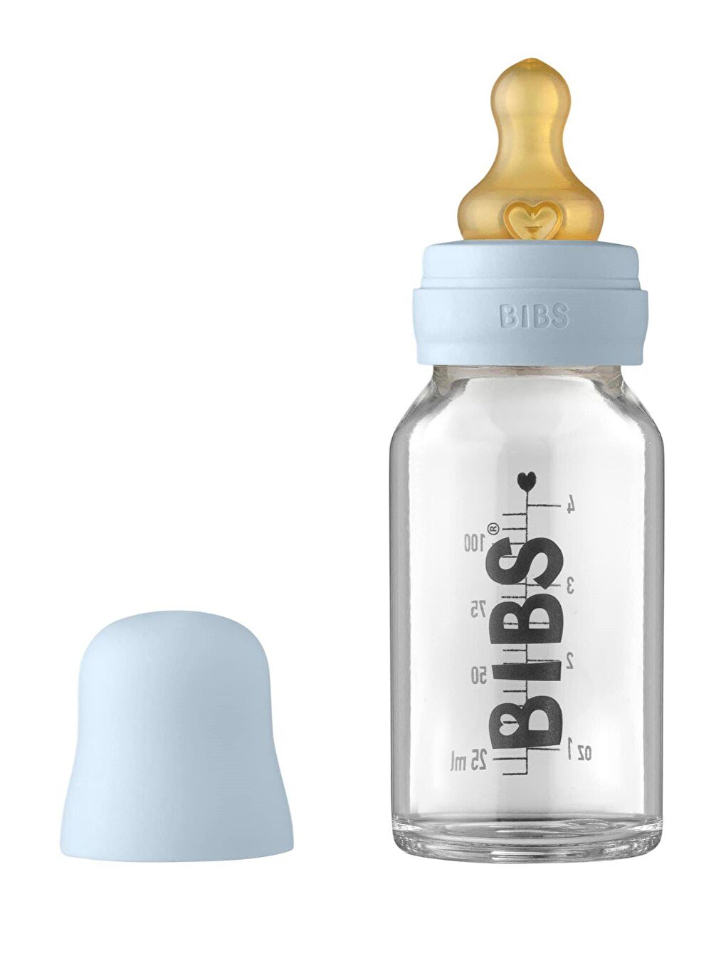 BİBS Mavi Baby Bottle Complete Set Cam Biberon 110 ML-Baby Blue