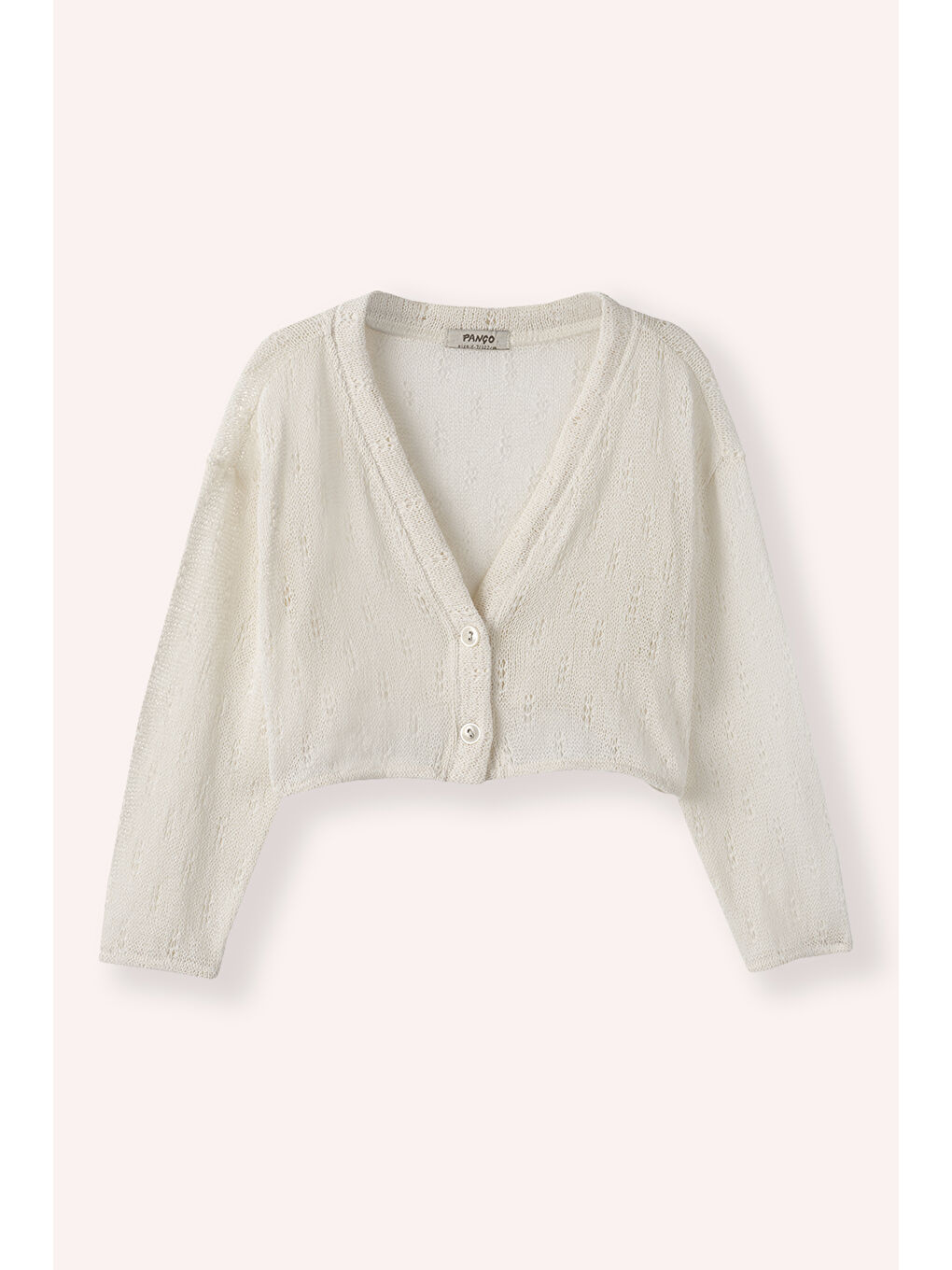 Kız Çocuk Delikli Triko Örme Ekru Hırka