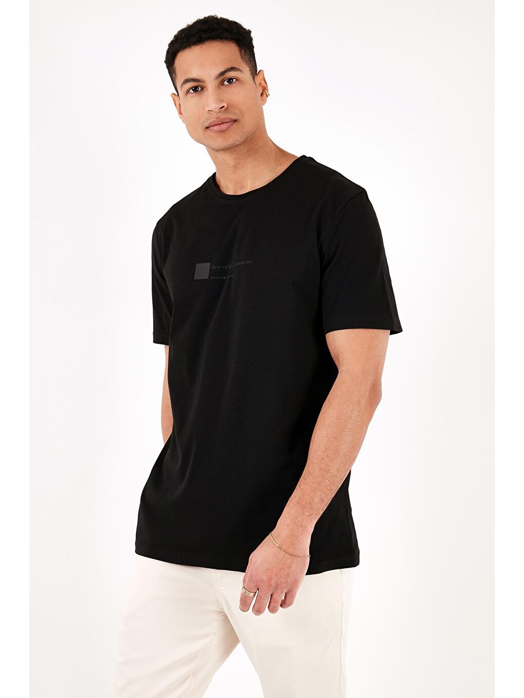 Buratti Siyah % 100 Pamuk Regular Fit Bisiklet Yaka T Shirt 5902622 - 2