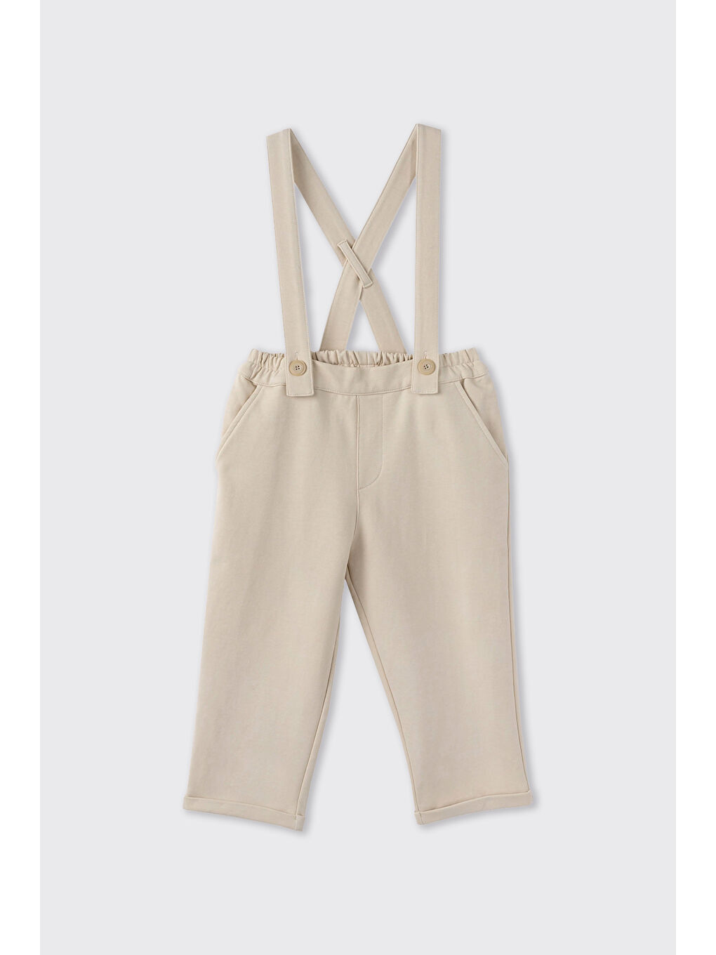 Erkek Bebek Askılı Bej Salopet-1