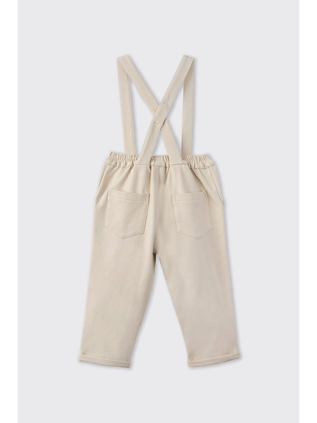 Erkek Bebek Askılı Bej Salopet-2