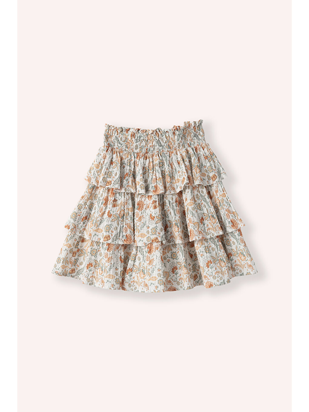 Kız Çocuk Desenli Ekru Etek-1