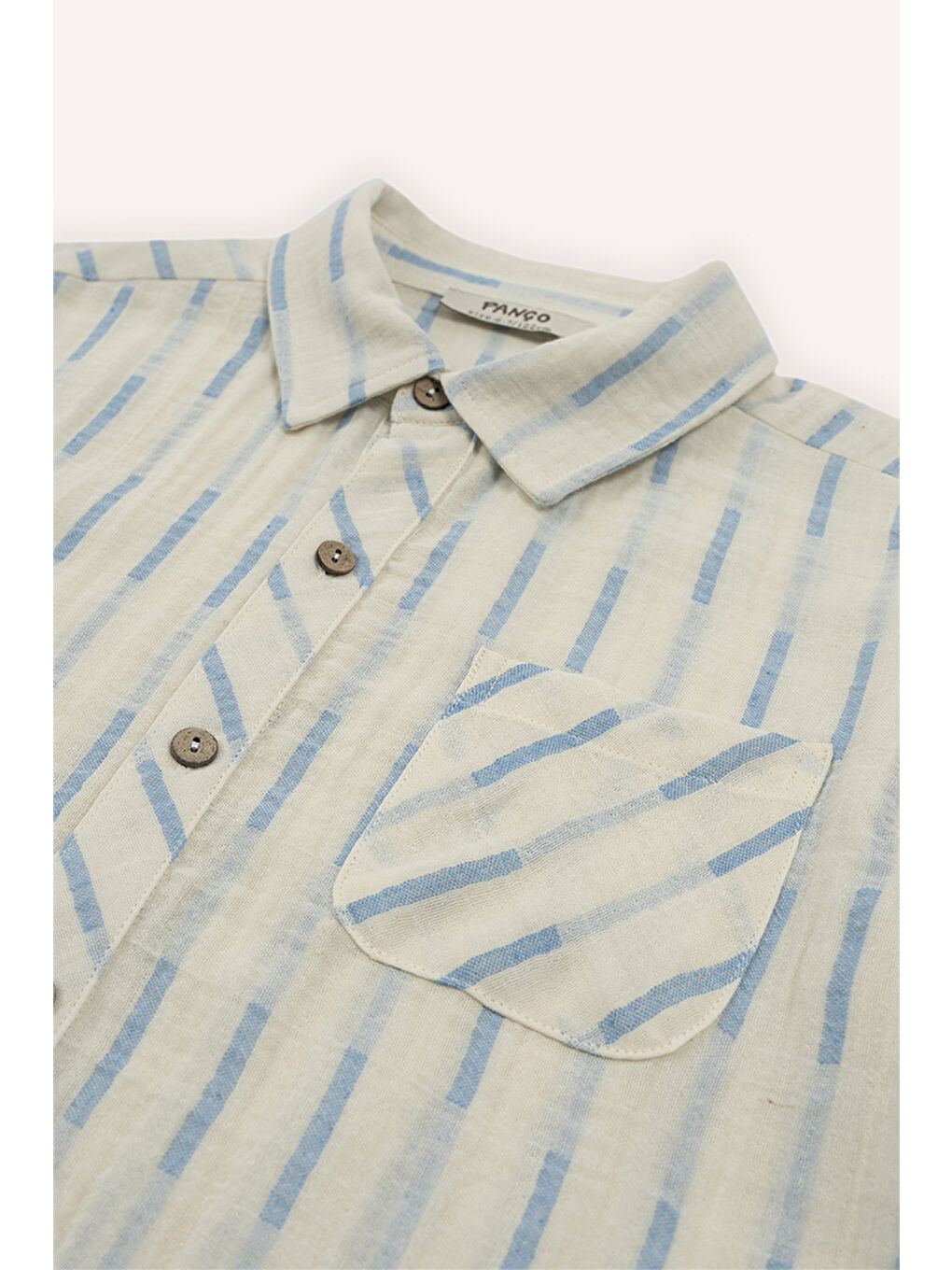 Erkek Çocuk Ekru Uzun Kollu Müslin Gömlek-2