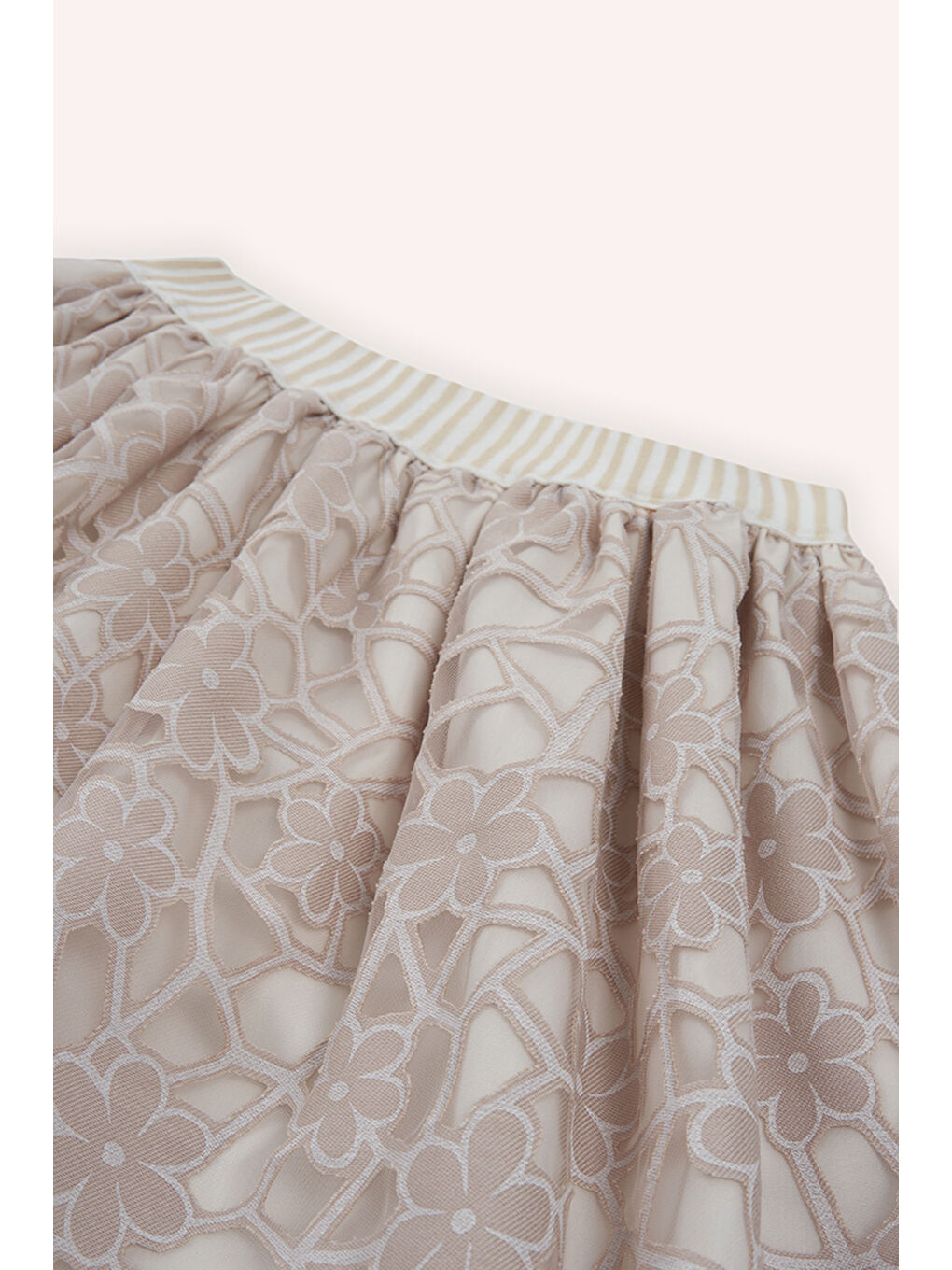 Kız Çocuk Çiçek Dokulu Bej Etek-1