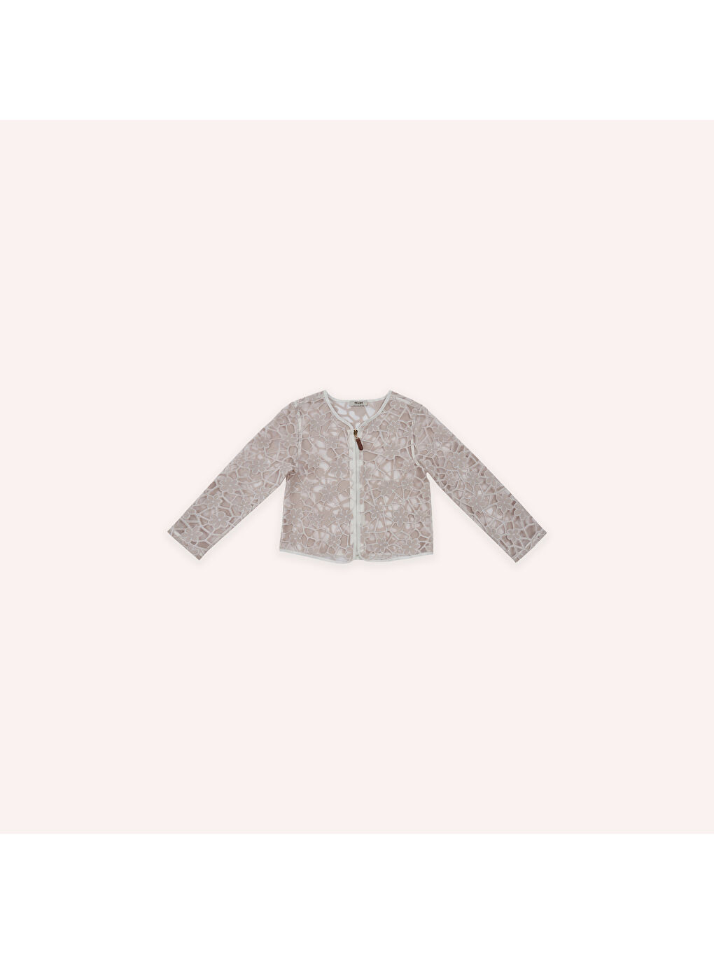 Kız Çocuk Bej Çiçek Dokulu Ceket