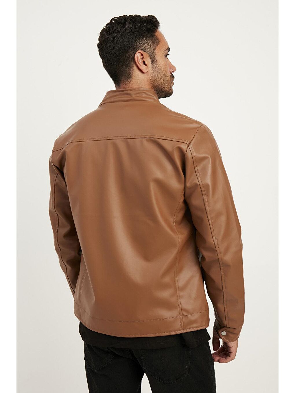 Kahverengi Erkek Suni Deri Ceket