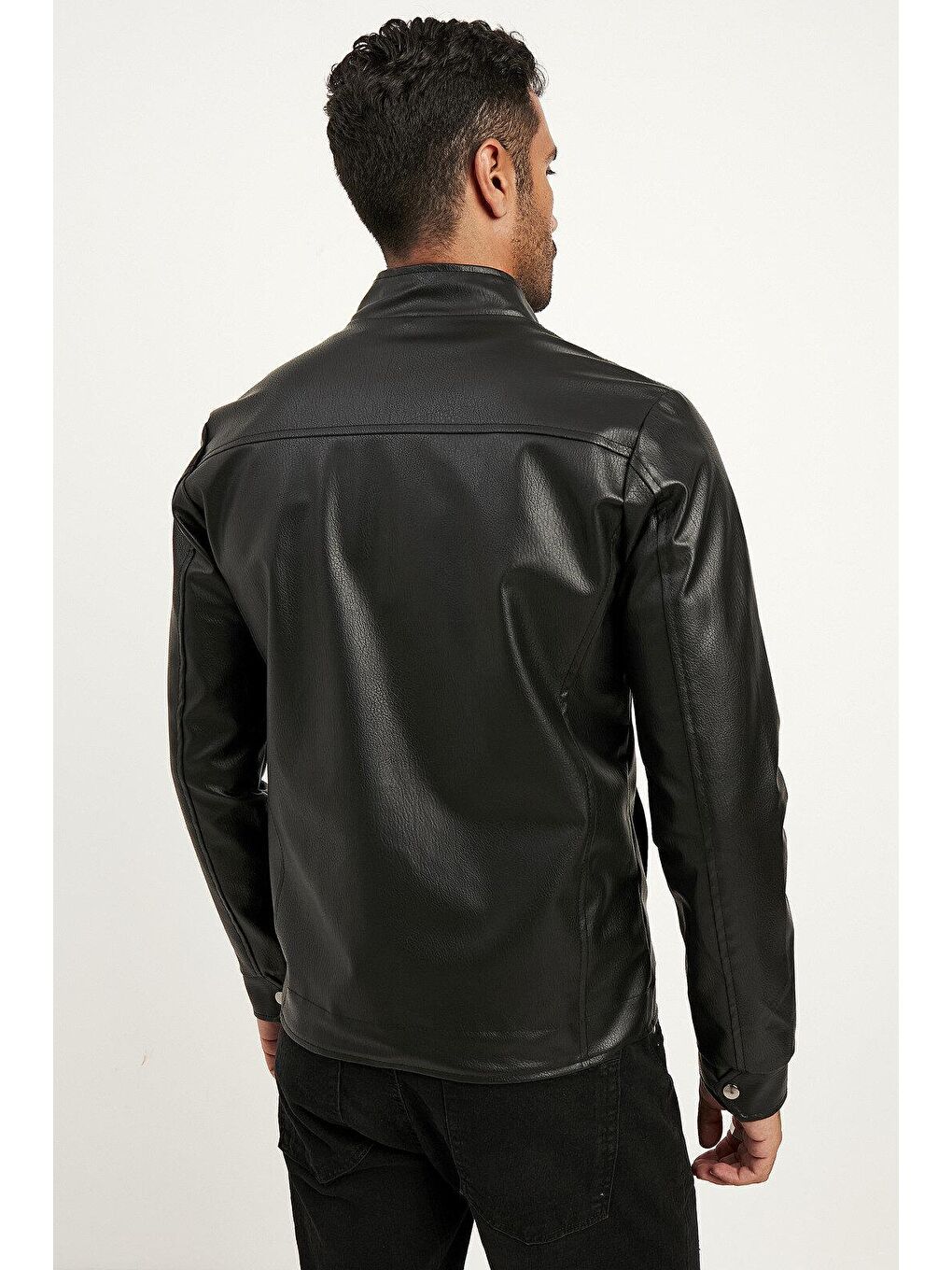 Siyah Erkek Suni Deri Ceket-1