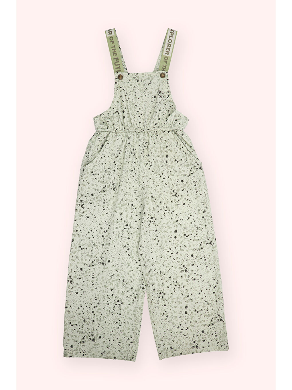 Kız Çocuk Desenli Yeşil Salopet