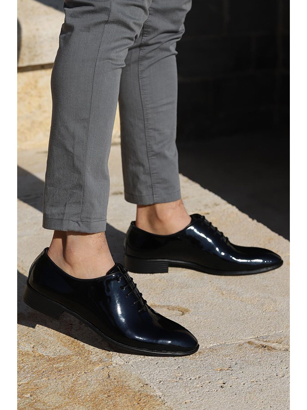 Siyah P100 Rugan %100 Deri Klasik Erkek Ayakkabı