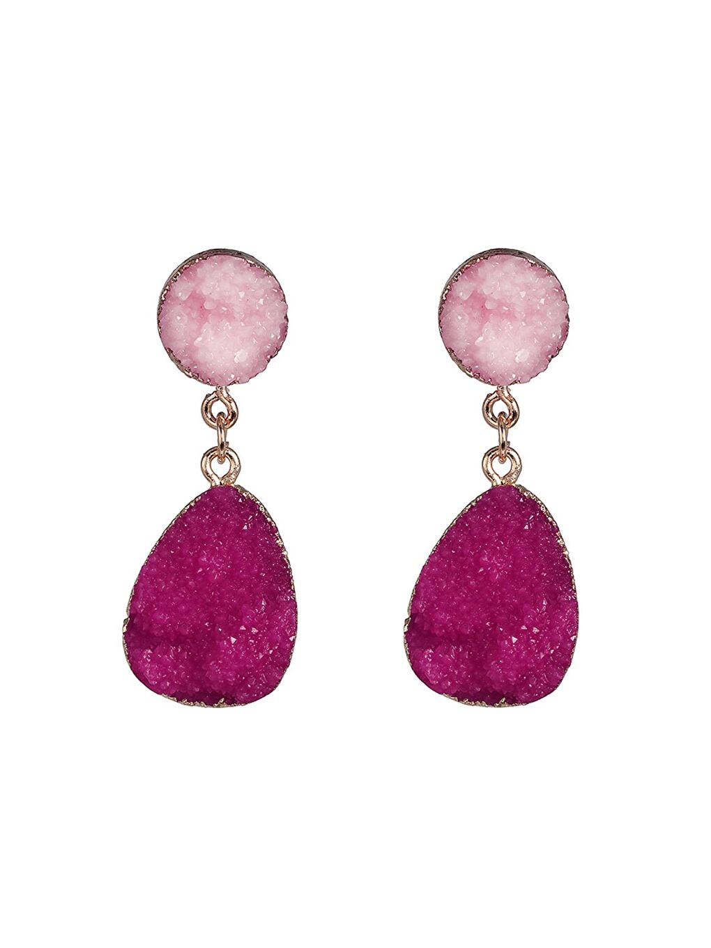 Karışık Mürdüm Doğaltaş Görünümlü Damla Küpe