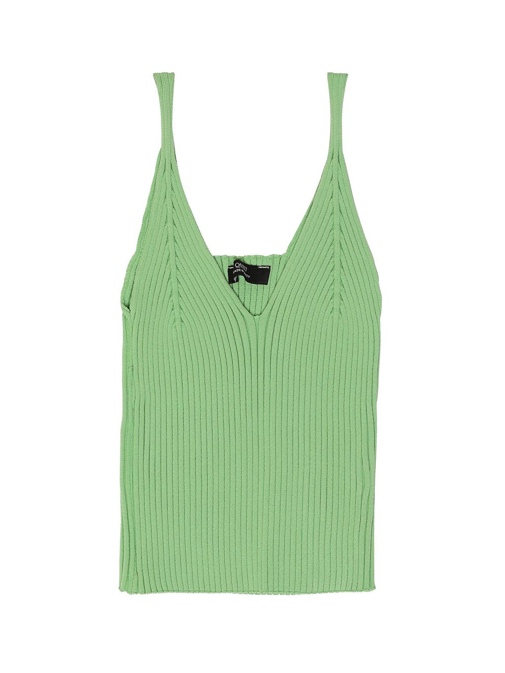 Yeşil İnce Askılı Triko Crop Bluz Mint