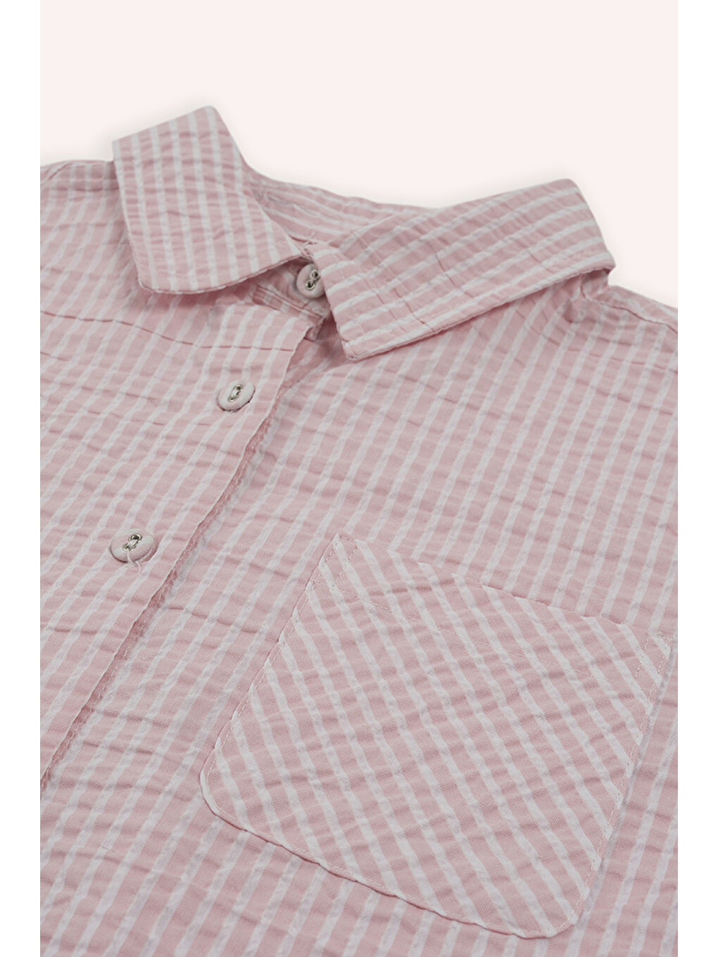 Kız Çocuk Pembe Düğme Detaylı Gömlek-1