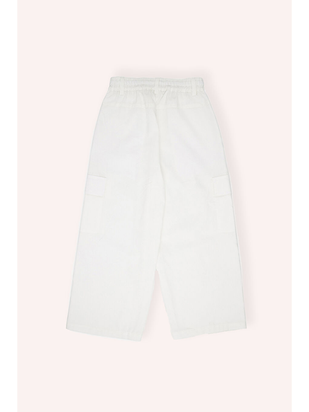 Kız Çocuk Beli Lastikli Bol Paça Ekru Pantolon-2