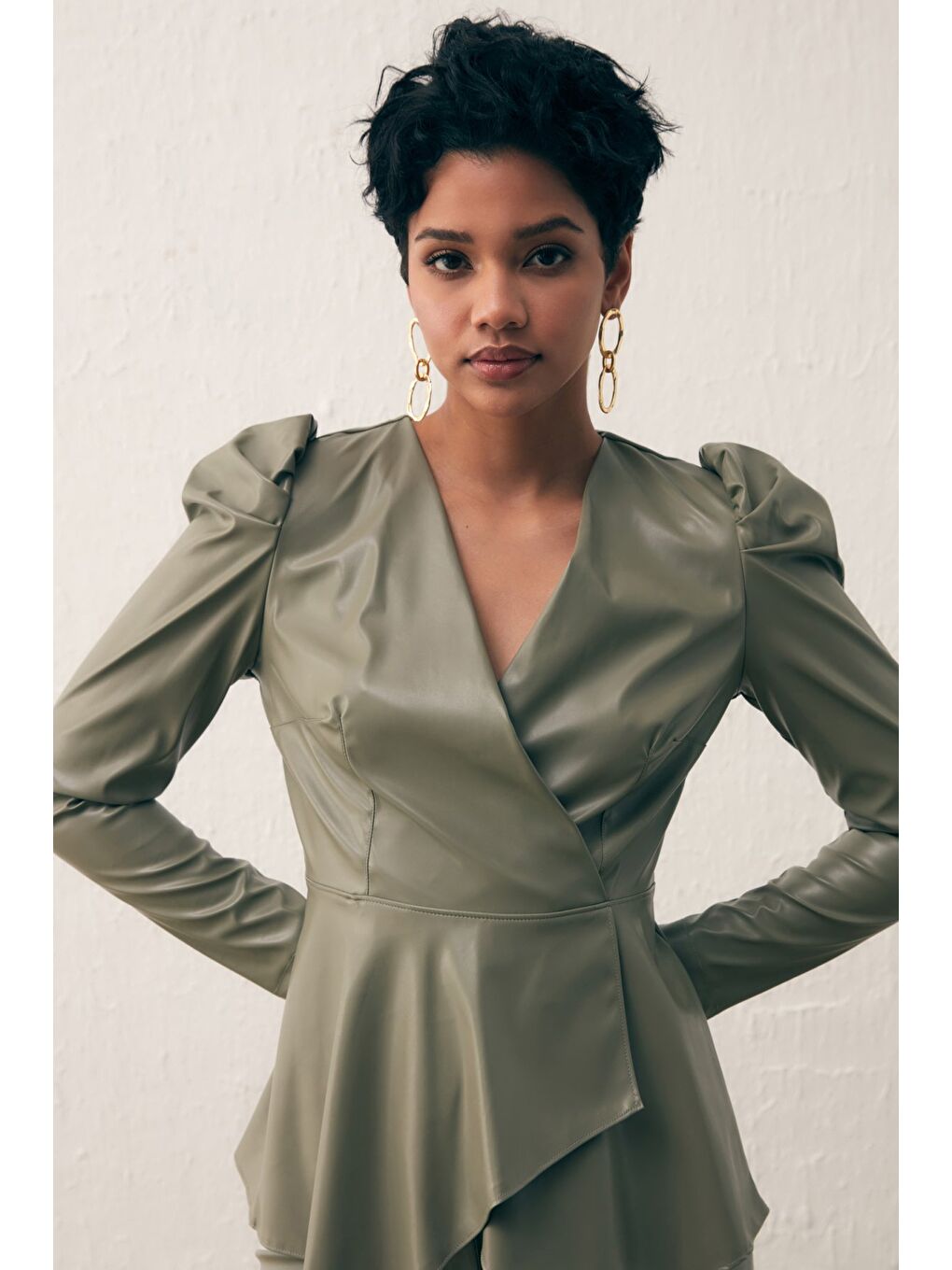 Kruvaze Deri Bluz - Çağla Yeşili-1