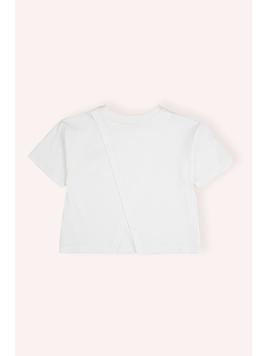 Kız Çocuk Bisiklet Yaka Varak Basklı Kısa Kollu Ekru Tişört-2