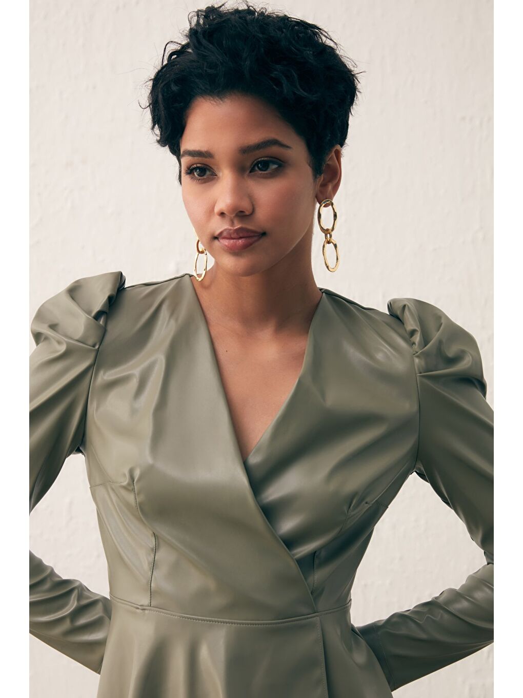 Kruvaze Deri Bluz - Çağla Yeşili-2