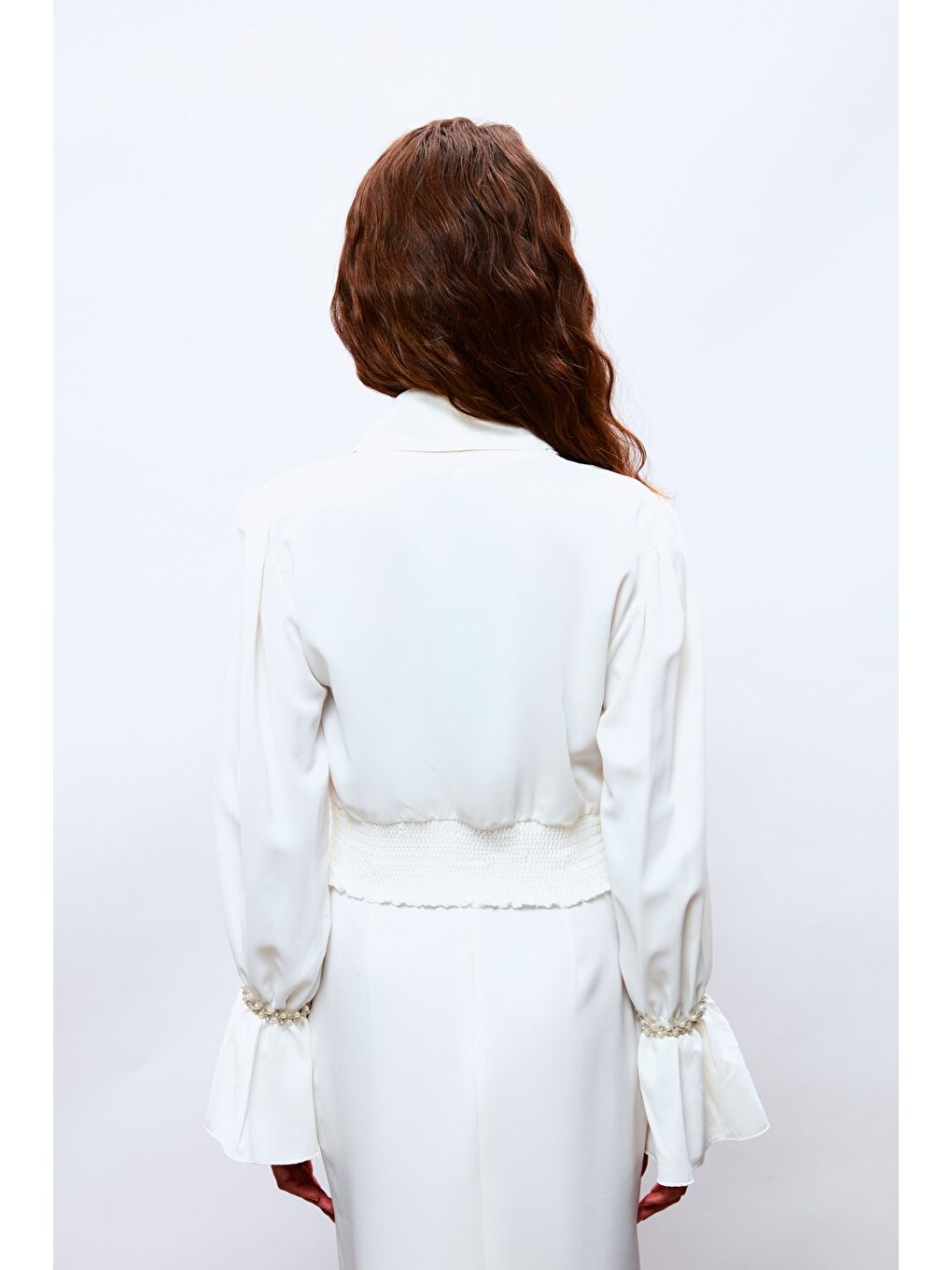 Kol Aksesuar Detaylı Bluz - Ekru-4